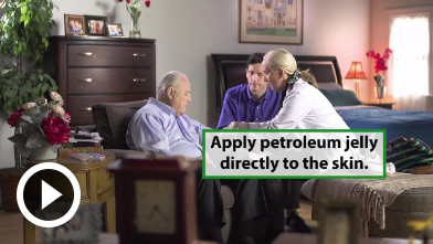 wound care video woman demonstrating wound care to 2 men